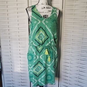 Passenger Rivergate Geen Geometric Print Sleeveless Low Waist  Dress Size M